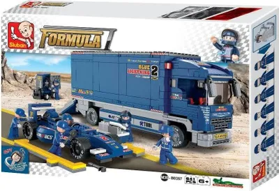 Image de Blocs Sluban Formule 1 Camion avec bolide 641 pièces. 45116 GAZELO