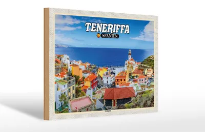 Produktbild von Holzschild Reise 30x20cm Teneriffa Spanien La Laguna Meer Stadt