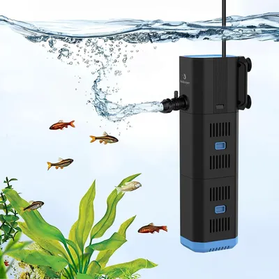 Produktbild von Aquariumfilter – 4-in-1, stillegender Innenfilter mit doppelter Filterung – einstellbar – für Süß- und Meerwasser