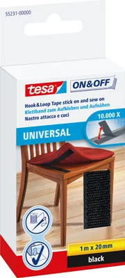 Image de tesa ON&OFF Klettband Aufkleben&Aufnähen 20mmx100cm 6Stk sch
