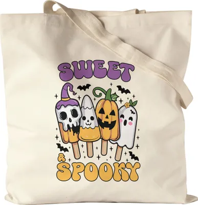 Produktbild von Sweet & Spooky Jutebeutel Halloween Geschenkidee Süßigkeiten Kürbis Geister