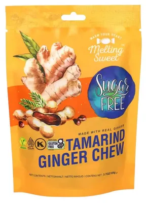 Produktbild von Melting Sweet Ingwer Kaubonbon mit Tamarinde zuckerfrei halal 105g