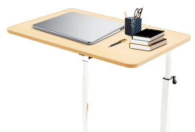 Produktbild von Tragbarer Computertisch, 60 x 40 cm, höhenverstellbar von 70 bis 90 cm, Tragfähigkeit 15 kg, MDF- und Metallkonstruktion, rechteckige Form