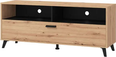 Immagine prodotto di Dmora Mobile Porta tv Platania 138x40x58h cm Marrone Rovere Nodi, 3 Ripiani Un'anta