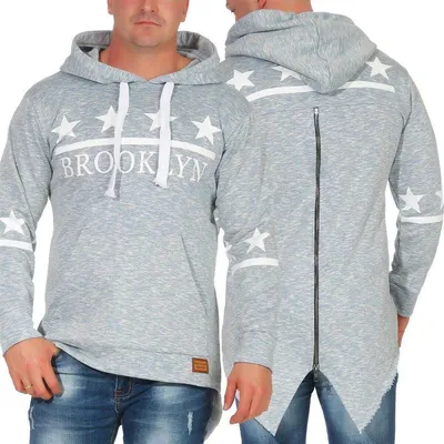 Produktbild von Herren Hoodie Sweatjacke Kapuzenpullover Sweatshirt; Blau L