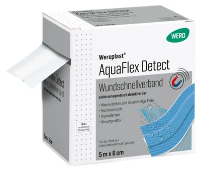 Produktbild von Weroplast AquaFlex Detect Wundschnellverband, detekt, 5 m x 6 cm