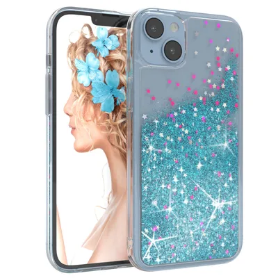 Produktbild von EAZY CASE - Glitzer Hülle kompatibel mit  Apple iPhone 14 Plus Glitzer Schutzhülle, Soft Case, Backcover Transparent mit Motiv