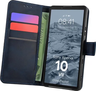 Produktbild von Handyhülle mit Klappe für Sony Xperia 10 VII, Bizon Case Pocket, Dunkelblau