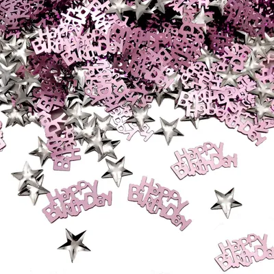 Productafbeelding van Verjaardagsconfetti, sterrenvorm, 30 gram, tafeldecoratie, roze