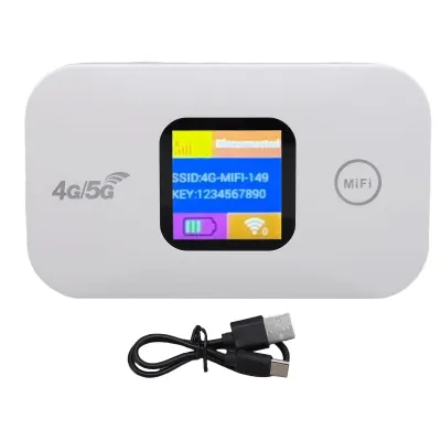 Obrázek produktu pro Přenosný mobilní hotspot 4G s LED displejem, 300 Mbit/s, slot na SIM kartu, možnost připojení až 10 zařízení, ideální na cesty a kempování