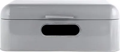 Productafbeelding van Famanu brooddoos, retro design, metaal met venster - Ruimtebesparende opbergdoos, grijs, 42 x 23 x 16,5 cm