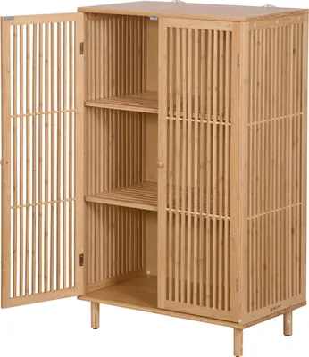 Zdjęcie produktu dla Szafka Stojąca Regał na książki do Salonu Przedpokoju Bambusowy 110x66x40