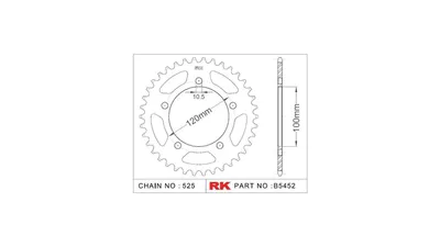 Produktbild von RK Kettenrad "5452" 525, Stahl, silber 42 Zähne