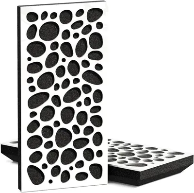 Obrázok produktu pre Balenie 4 kusov – Tenké, zvukovoizolačné akustické difúzne panely K3 | 50x25 cm | Reflexia | Hrúbka – Farba: [33 mm | Lesklý biely plast]