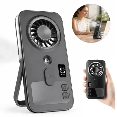 Produktbild von Handventilator mit Sprühfunktion, tragbarer Mini Ventilator USB-C wiederaufladbar, 4 Stufen leise Kühlventilator für Reise, Büro & Outdoor