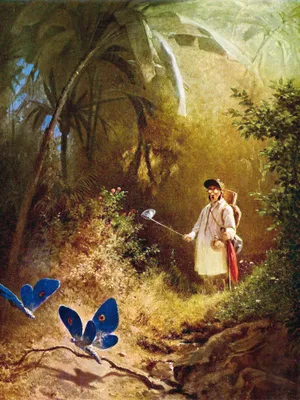 Produktbild von Carl Spitzweg Kunstdruck Bild - Der Schmetterlingsjäger, 1840 (80 x 60 cm)