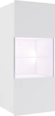 Produktbild von Hängevitrine mit Glasboden und Glasrahmentür in weiß Hochglanz CAIRNS-132, B/H/T ca. 45/117/32 cm