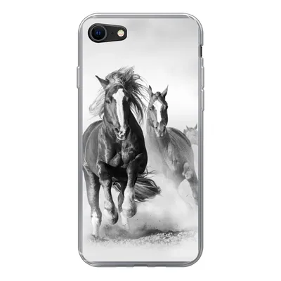 Produktbild von MuchoWow® Handyhülle Schutzhülle Hülle für iPhone SE 2022 Pferde - Tiere - Illustration Silikon Softcase Handy Hülle - Schutzhülle