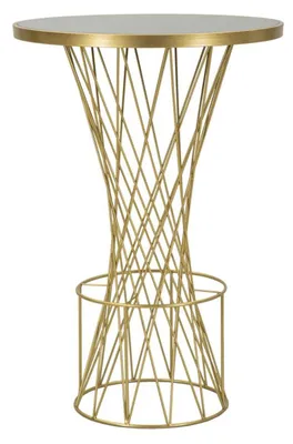 Produktbild von Bartisch Tower New aus Glas und Eisen, Gold und Schwarz Ø70x103 cm