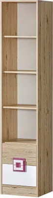 Produktbild von Kinderzimmer - Regal Fabian 06, Farbe: Eiche Hellbraun / Weiß / Rosa - 190 x 40 x 40 cm (H x B x T)