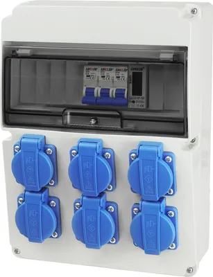 Produktbild von Baustromverteiler Wandverteiler Gartensteckdose 6x 230V Steckdosen Schuko mit LS-Schalter Zähler 1-Phasen