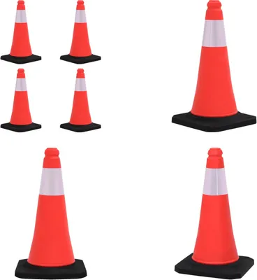 Produktbild von vidaXL Reflektierende Leitkegel mit schwerem Fuß 4 Stk. 50 cm - Verkehrskegel - Verkehrsleitkegel - Leitkegel - Verkehrszeichen