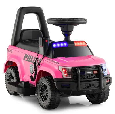 Image de Voiture électrique pour enfants - Voiture à batterie 6V - Megaphone, feux clignotants, klaxon - Espace de rangement - 4 roues - Rose