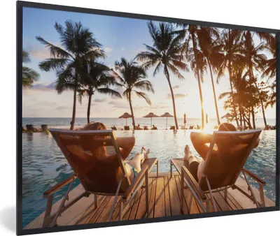 Produktbild von MuchoWow® MuchoWow® Gerahmtes Poster Strand - Meer - Palme 30x20 cm - Poster mit zchwarzem Bilderrahmen - Kunstdruck - Bild-Poster