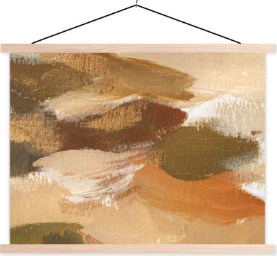 Produktbild von MuchoWow® Textilposter Farbe - Orange - Braun 120x90 cm mit holzfarbenen Rahmen - Magnetisch