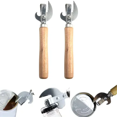 Produktbild von Manueller Dosenöffner - Mit Holzgriff - Universelles Küchenwerkzeug - 15,4 cm - 2 Stück