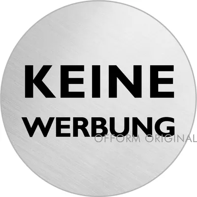 Produktbild von Schild Türschild Keine Werbung | Edelstahl selbstklebend Ø 60 mm
