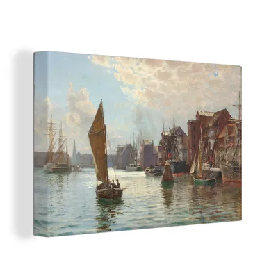 Obrázek produktu pro OneMillionCanvasses® Malba na plátně Nástěnná malba na plátně - Kodaňský přístav - malba, Vilhelm Arnesen - 150x100cm