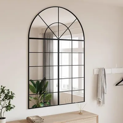 Produktbild von Wandspiegel Schwarz 100x150 cm Gewölbt Eisen, Wall Mirror, Spiegel Schlafzimmer, Garderobenspiegel, Spiegel Schmal, Badspiegel, Kosmetikspiegel, Dekorative Spiegel - 3200614