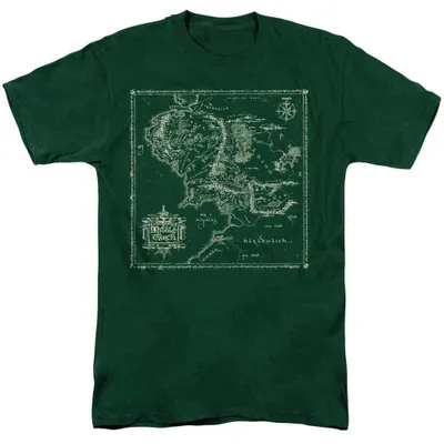 Produktbild von Lord Of The Rings - "Map of Middle Earth" T-Shirt für Herren/Damen Uni TV37965 (M) (Dunkelgrün), KI-generiertes Bild