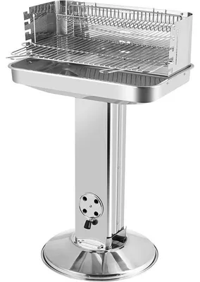 Obrázek produktu pro Gril na dřevěné uhlí z nerezové oceli 11600, 57 x 38 x 90 cm, stříbrný