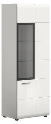 Produktbild von Ice Vitrinenschrank 1 Tür, 1 Glastür weiß, weiß Hochglanz.
