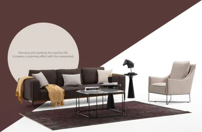 Produktbild von Viersitzer Sofa 4 Sitzer Stoff Sofas Modern Design Wohnzimmer Grau