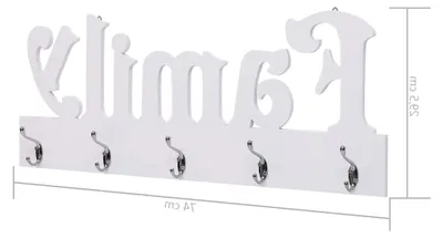 Produktbild von Wandgarderobe mit 5 Haken, Garderobenleiste für Flur, Kleiderhaken, Wandhaken, Huthaken, 74 x 29,5 cm