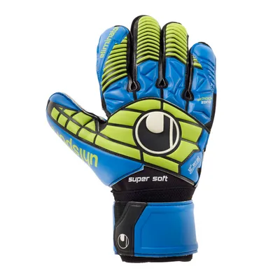 Productafbeelding van uhlsport Eliminator Supersoft keepershandschoenen, blauw/powergroen, maat 9
