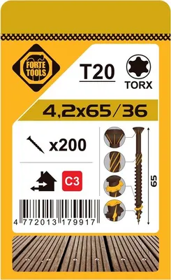 Obrázek produktu pro Šroub do palubek T20 4,2X65 HNĚDÝ (200)