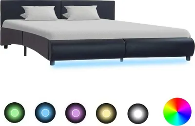 Image de Maison Exclusive - Cadre de lit avec LED, simili cuir noir, 180 x 200 cm