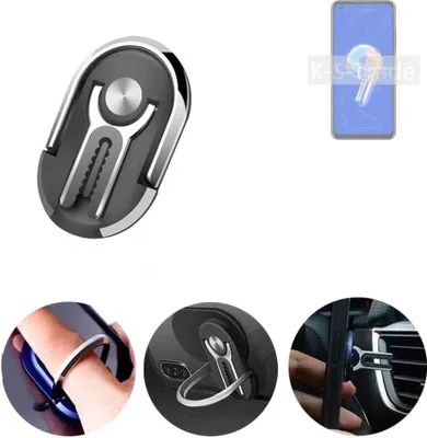 Produktbild von K-S-Trade 3in1 Smartphone-Ring Handy-Ring kompatibel mit Asus Zenfone 9 Fingerhalterung  Handyring Tischständer Lüftungsgitter-Halterung Tisch