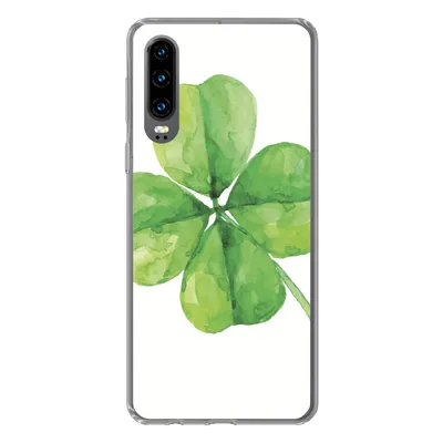 Produktbild von MuchoWow® Handyhülle Schutzhülle Hülle für Huawei P30 Vierblättriger Klee - Aquarell - Pflanze Silikon Softcase Handy Hülle - Kartenbesitzer