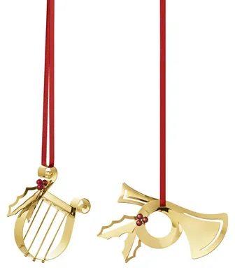 Produktbild von Georg Jensen – Weihnachtsschmuckset Harfe & Horn, vergoldet
