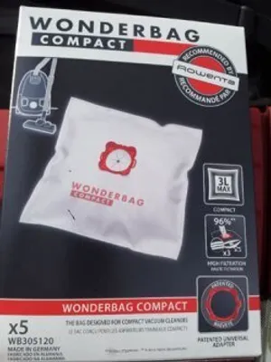 Image de Sac Aspirateur Wonderbag Compact Bg Boîte De 5 Sacs 3 Litres