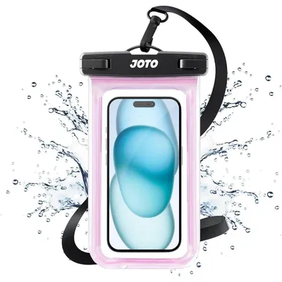Immagine prodotto di Custodia impermeabile per smartphone, adatta a dispositivi fino a 6,9 pollici, trasparente rosa, certificata IPX8