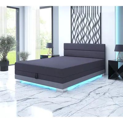 Obrázek produktu pro Jednolůžková postel 110x195 MORIA 2 s LED osvětlením - grafitová / šedá