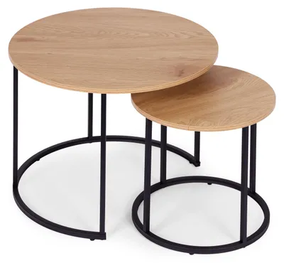 Obrázek produktu pro ModernHome YCJ6050T Sada konferenčních stolků, kulaté, světlý dub, 2 ks