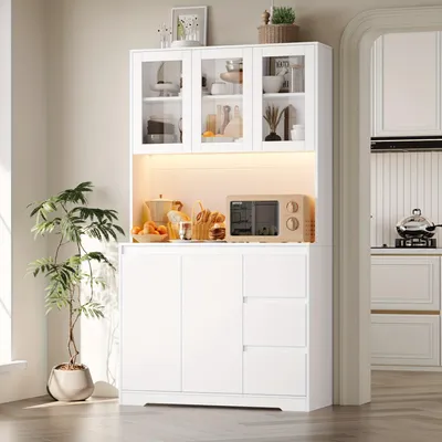 Obrázek produktu pro Komoda – Skříňka – Úložná skříň – Büfet – Kuchyňská skříňka – Bílá – 180x100x38,5 cm
