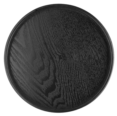 Image de Grand plateau de table - Plateau en bois noir - Plateau rond - Plateaux antidérapants - Assiette de service - Bords surélevés